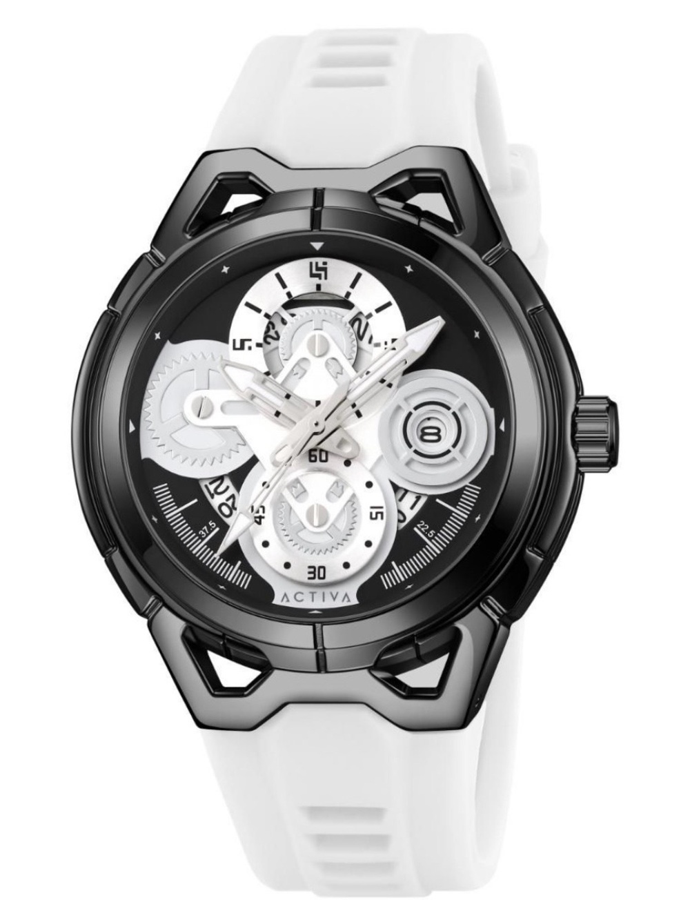 Activa Men's White and Black Sport Watch